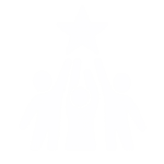 Ein Symbol einer Gruppe von Menschen, über ihnen ein Stern, nach dem sie greifen.