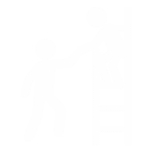 Ein Icon von einer Person die einer anderen auf eine Leiter hilft